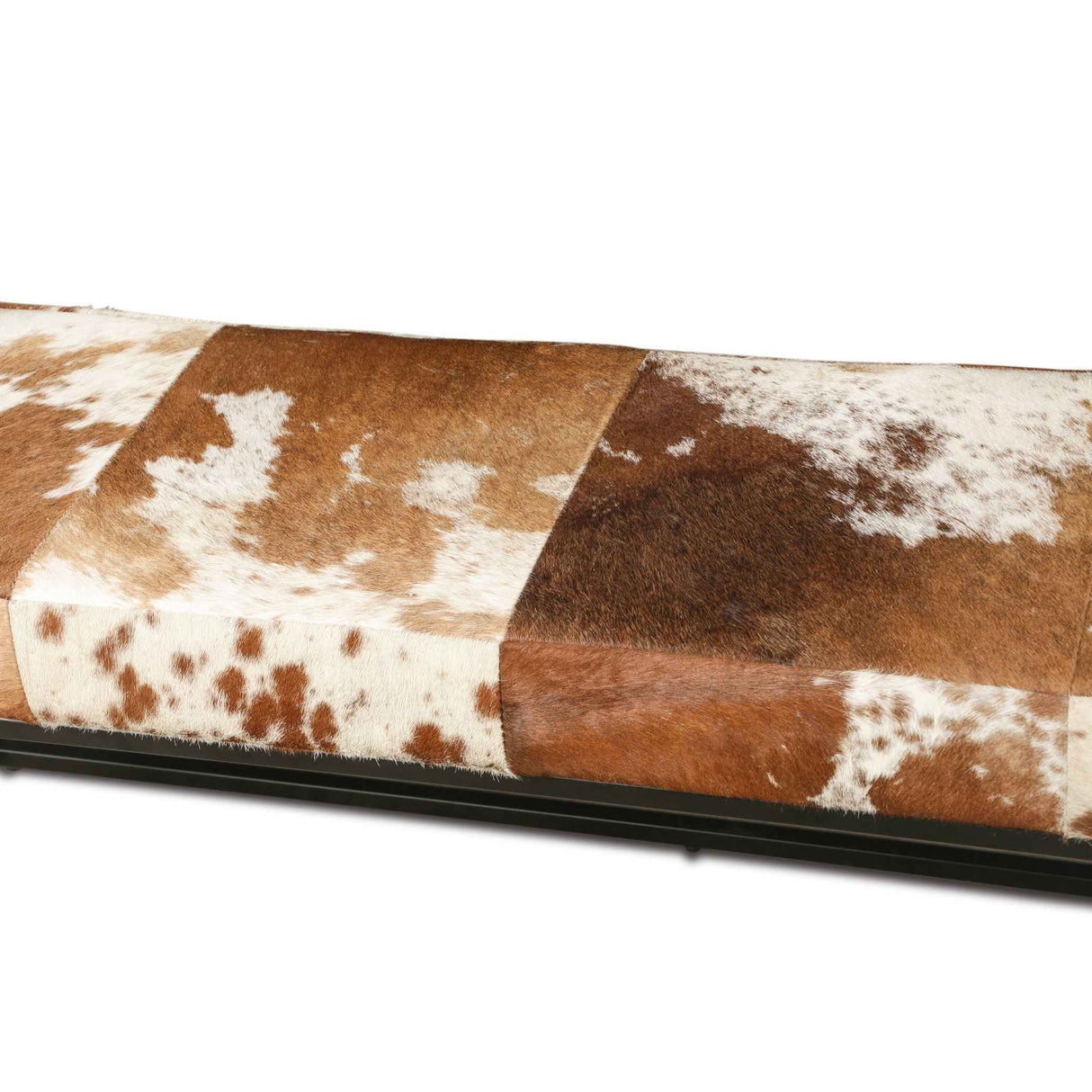 New York 54" Bench in Brown Cowhide Leather and Iron