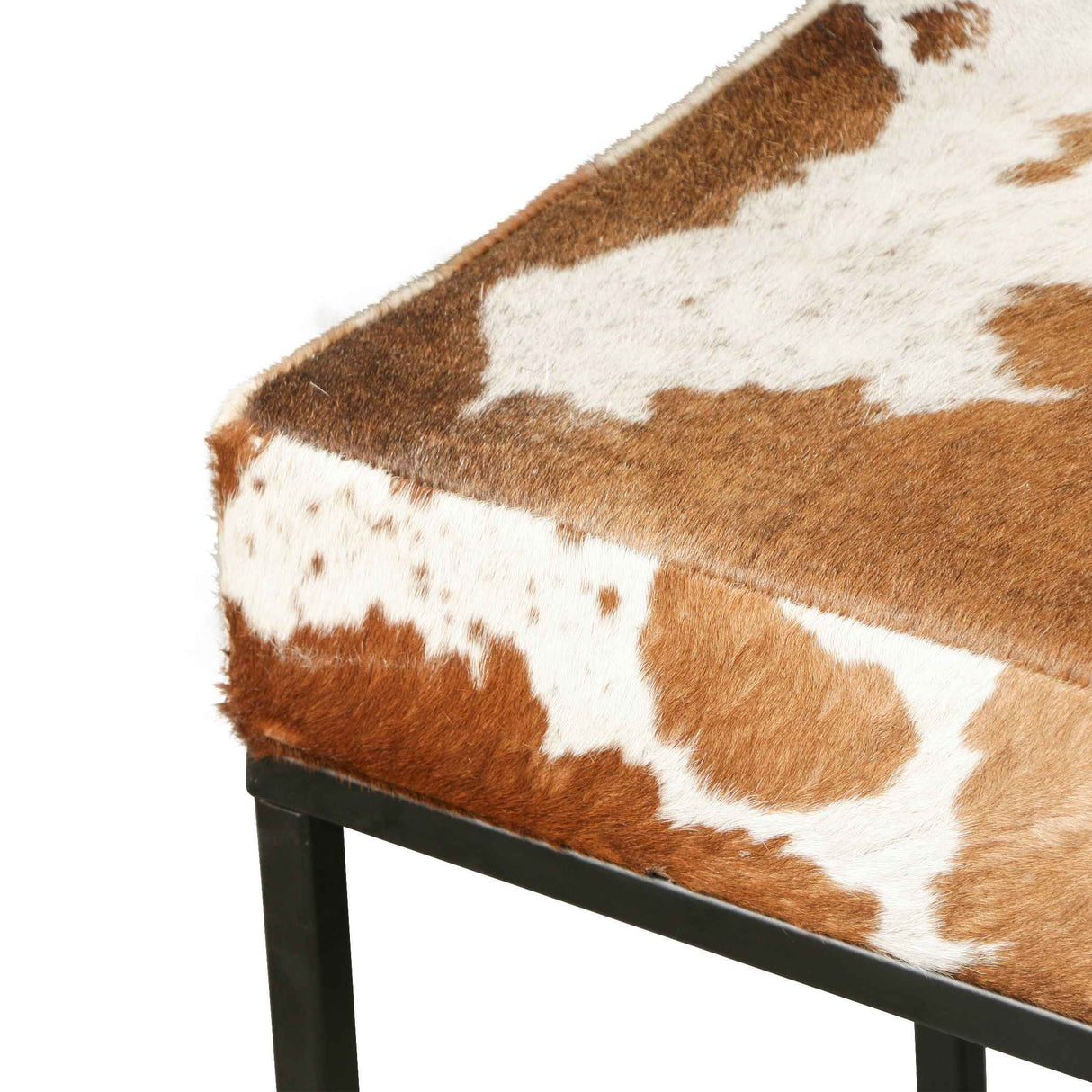 New York 54" Bench in Brown Cowhide Leather and Iron