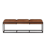 New York 62" Bench in Cognac Leather and Iron