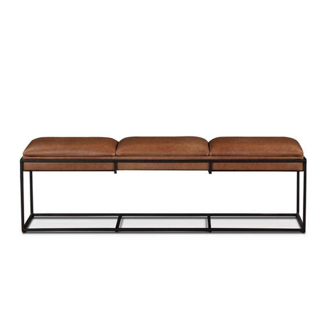 New York 62" Bench in Cognac Leather and Iron by Home Trends & Design at Eve Furniture
