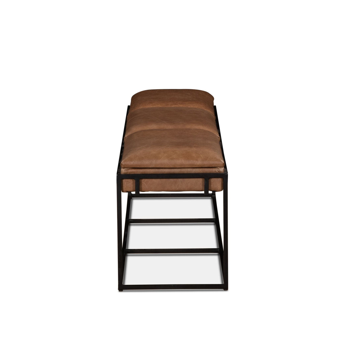 New York 62" Bench in Cognac Leather and Iron