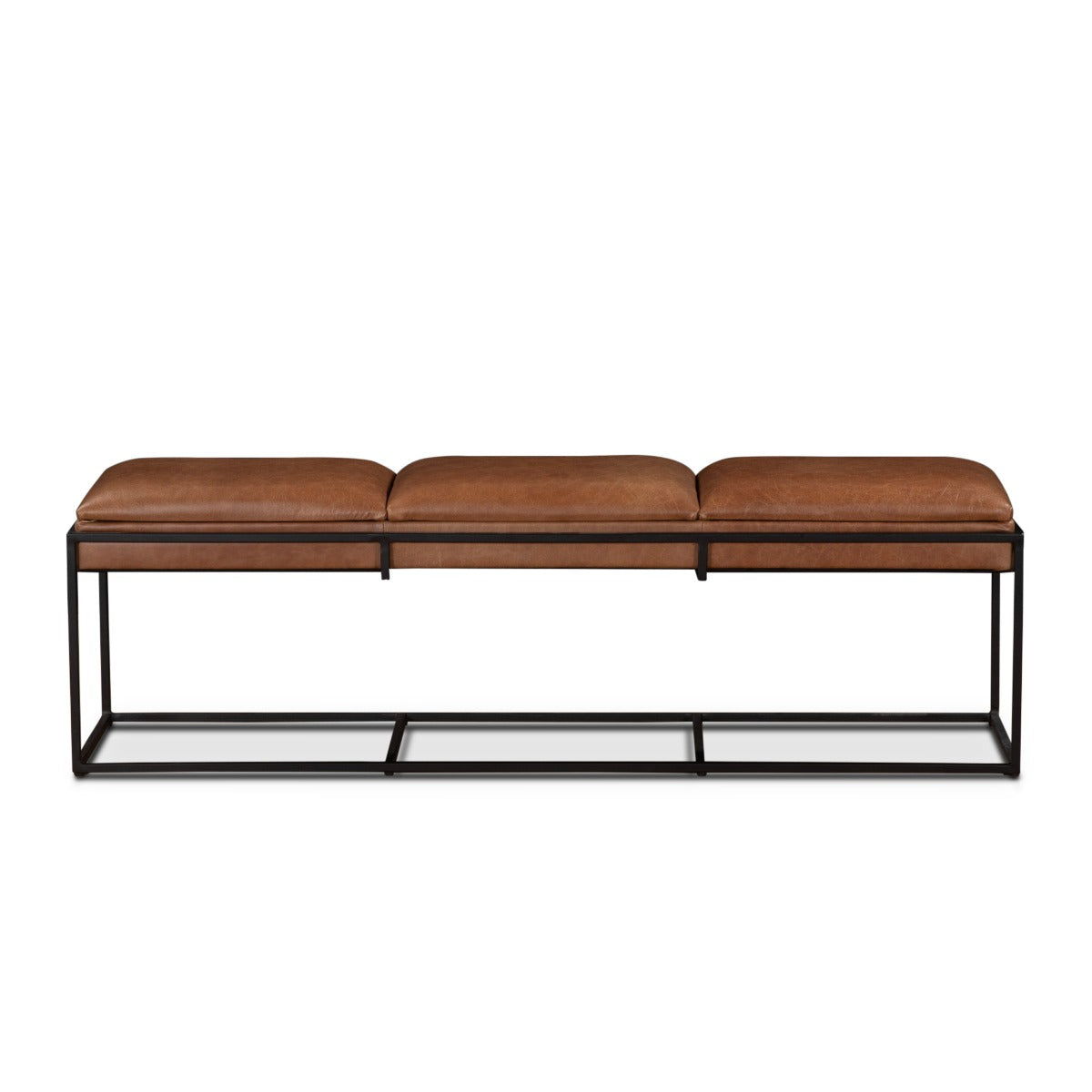 New York 62" Bench in Cognac Leather and Iron by Home Trends & Design at Eve Furniture