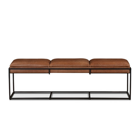 New York 62" Bench in Cognac Leather and Iron by Home Trends & Design at Eve Furniture