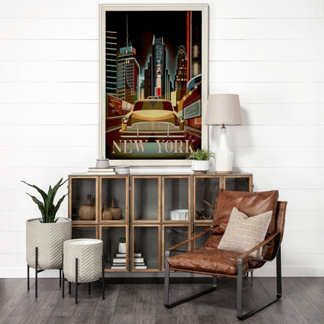 New York Go USA (XL) by Mercana Studio a Hand Embellished Decograph Framed Art Print under Glass by Mercana at Eve Furniture