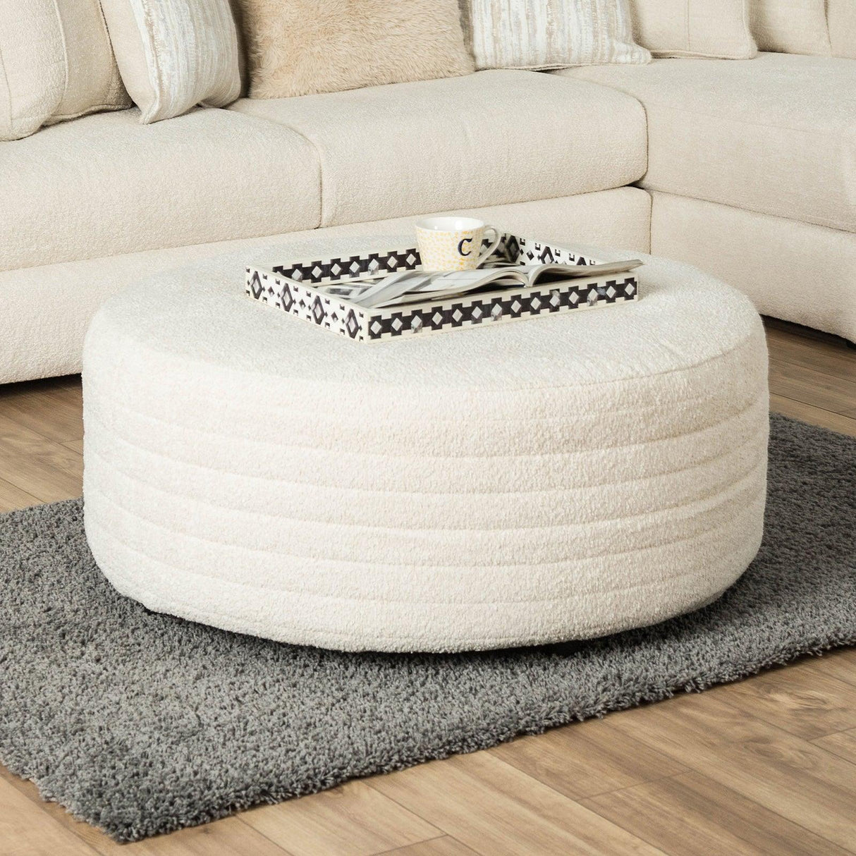 Newberg Ivory Ottoman by Furniture of America at Eve Furniture