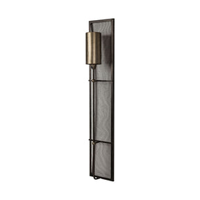 Newcomb Gold/Black Metal Meshed Rectangular Wall Sconce by Mercana at Eve Furniture