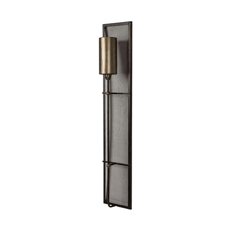 Newcomb Gold/Black Metal Meshed Rectangular Wall Sconce by Mercana at Eve Furniture
