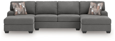 Newellen Greystone 3-Piece Double Chaise Sectional by Ashley at Eve Furniture