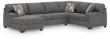 Newellen Greystone 3-Piece Left Arm Facing Sectional by Ashley at Eve Furniture
