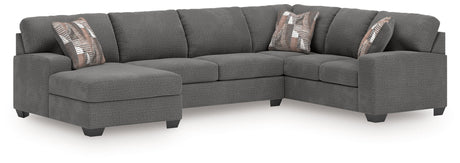Newellen Greystone 3-Piece Left Arm Facing Sectional by Ashley at Eve Furniture