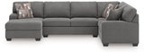 Newellen Greystone 3-Piece Left Arm Facing Sectional by Ashley at Eve Furniture