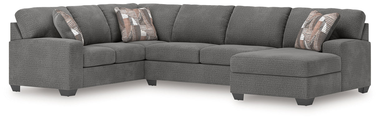 Newellen Greystone 3-Piece Right Arm Facing Sectional by Ashley at Eve Furniture