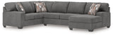 Newellen Greystone 3-Piece Right Arm Facing Sectional by Ashley at Eve Furniture