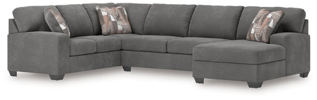 Newellen Greystone 3-Piece Right Arm Facing Sectional by Ashley at Eve Furniture