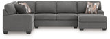 Newellen Greystone 3-Piece Right Arm Facing Sectional by Ashley at Eve Furniture
