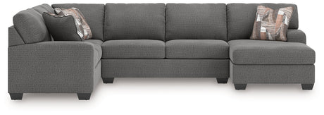 Newellen Greystone 3-Piece Right Arm Facing Sectional by Ashley at Eve Furniture