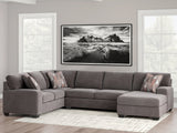 Newellen Greystone 3-Piece Right Arm Facing Sectional by Ashley at Eve Furniture