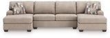Newellen Hemp 3-Piece Double Chaise Sleeper Sectional by Ashley at Eve Furniture