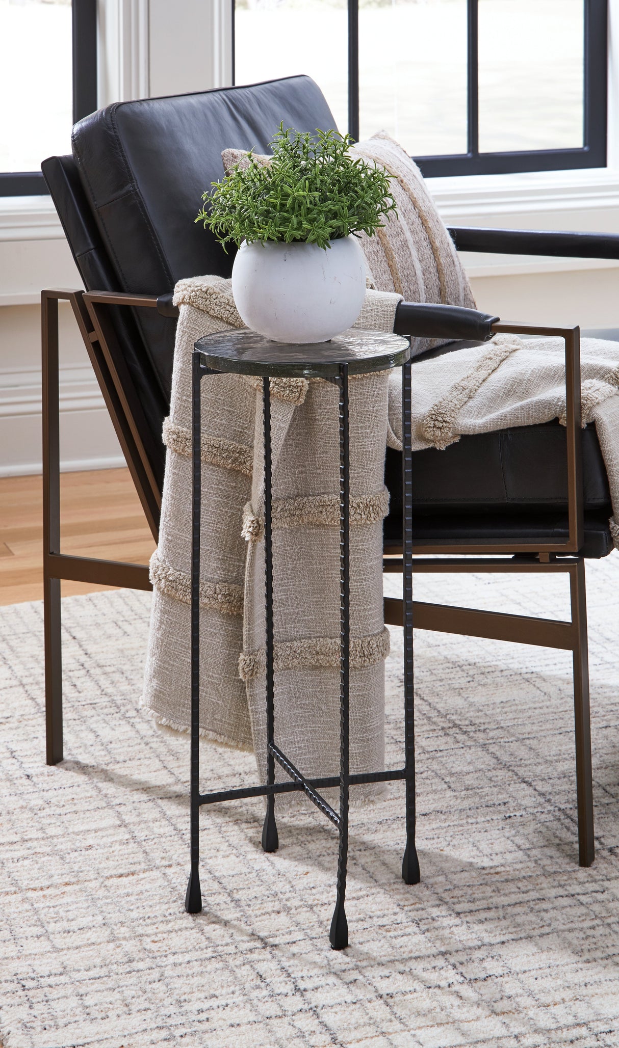 Newgoren Clear/Black Accent Table