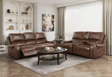 Newnan Brown Double Glider Reclining Loveseat with Center Console by Homelegance at Eve Furniture