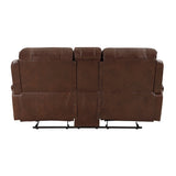 Newnan Brown Double Glider Reclining Loveseat with Center Console by Homelegance at Eve Furniture