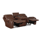 Newnan Brown Double Reclining Sofa with Center Drop-Down by Homelegance at Eve Furniture