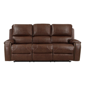 Newnan Brown Double Reclining Sofa with Center Drop-Down by Homelegance at Eve Furniture