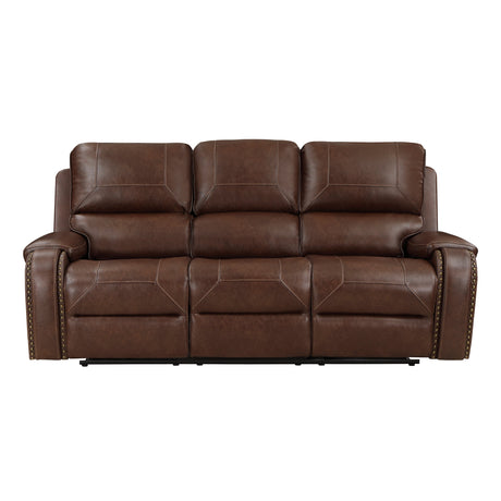 Newnan Brown Double Reclining Sofa with Center Drop-Down by Homelegance at Eve Furniture