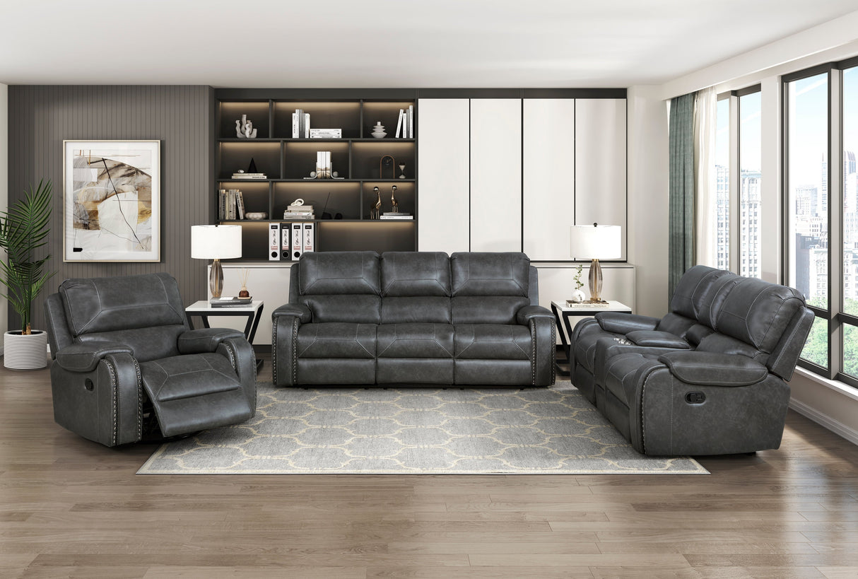 Newnan Gray Double Reclining Living Room Set by Homelegance at Eve Furniture