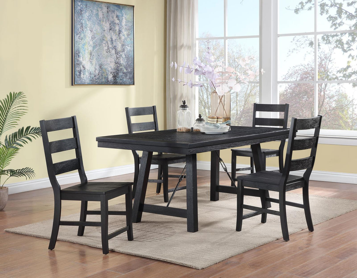 Newport Black 5-Piece Rectangular Trestle Dining Set