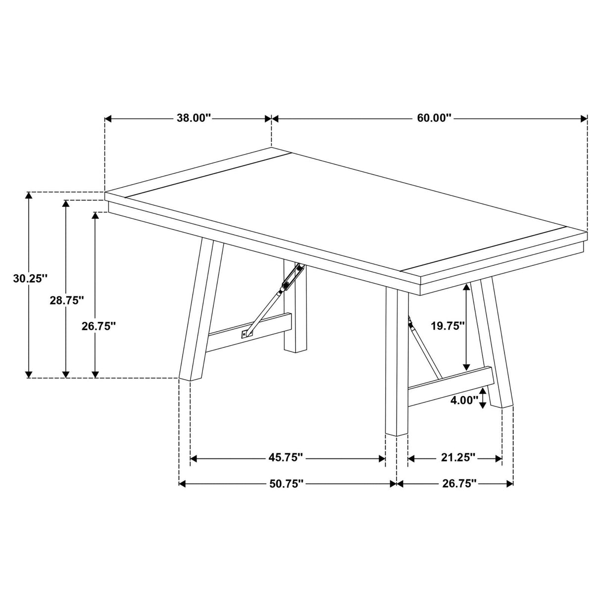 Newport Black 5-Piece Rectangular Trestle Dining Set