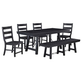 Newport Black 6-Piece Rectangular Trestle Dining Set with Bench