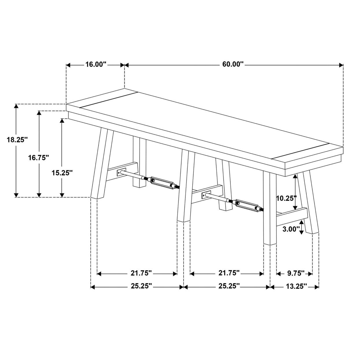 Newport Black 6-Piece Rectangular Trestle Dining Set with Bench