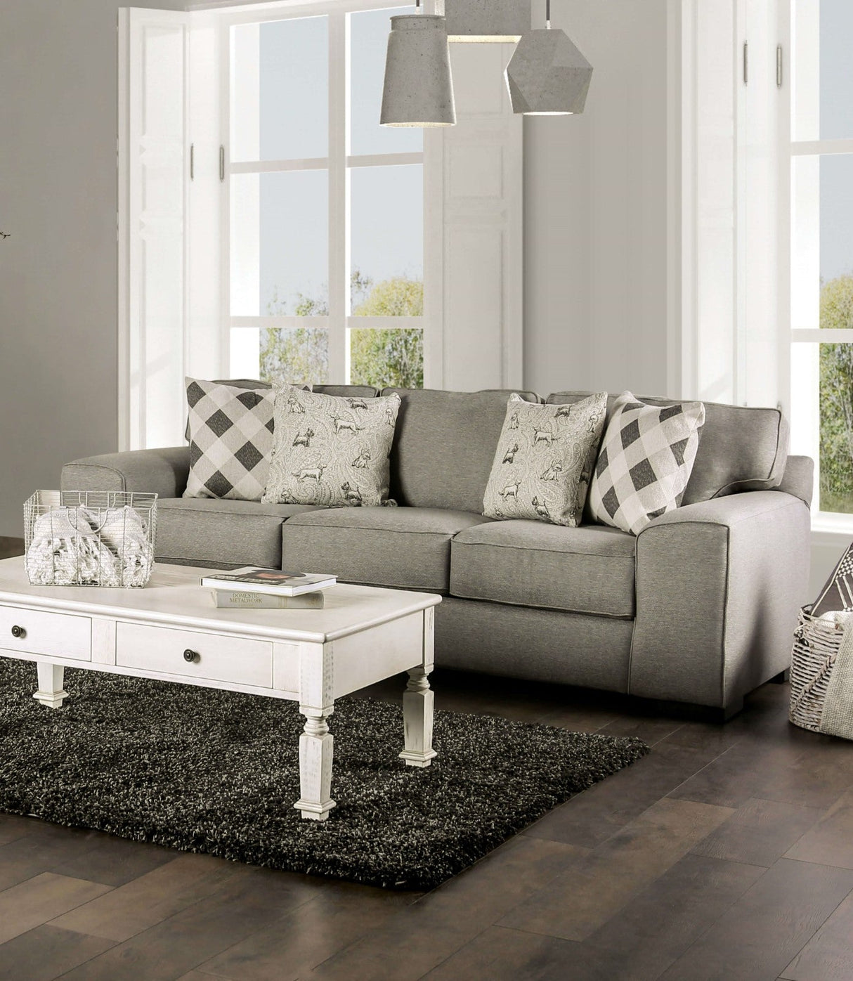 Newry Gray Sofa & Loveseat by Furniture of America at Eve Furniture