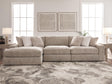 Nexora-Court Burlap 3-Piece Sectional Sofa Chaise by Ashley at Eve Furniture