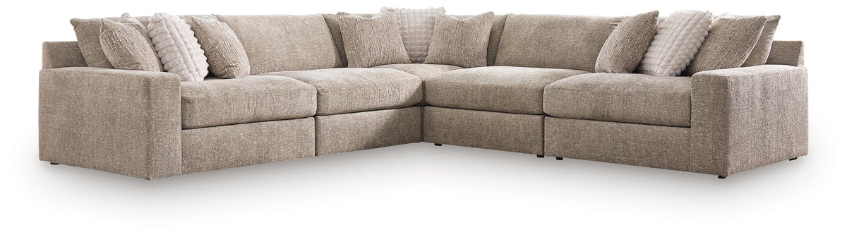 Nexora-Court Burlap 5-Piece Sectional by Ashley at Eve Furniture
