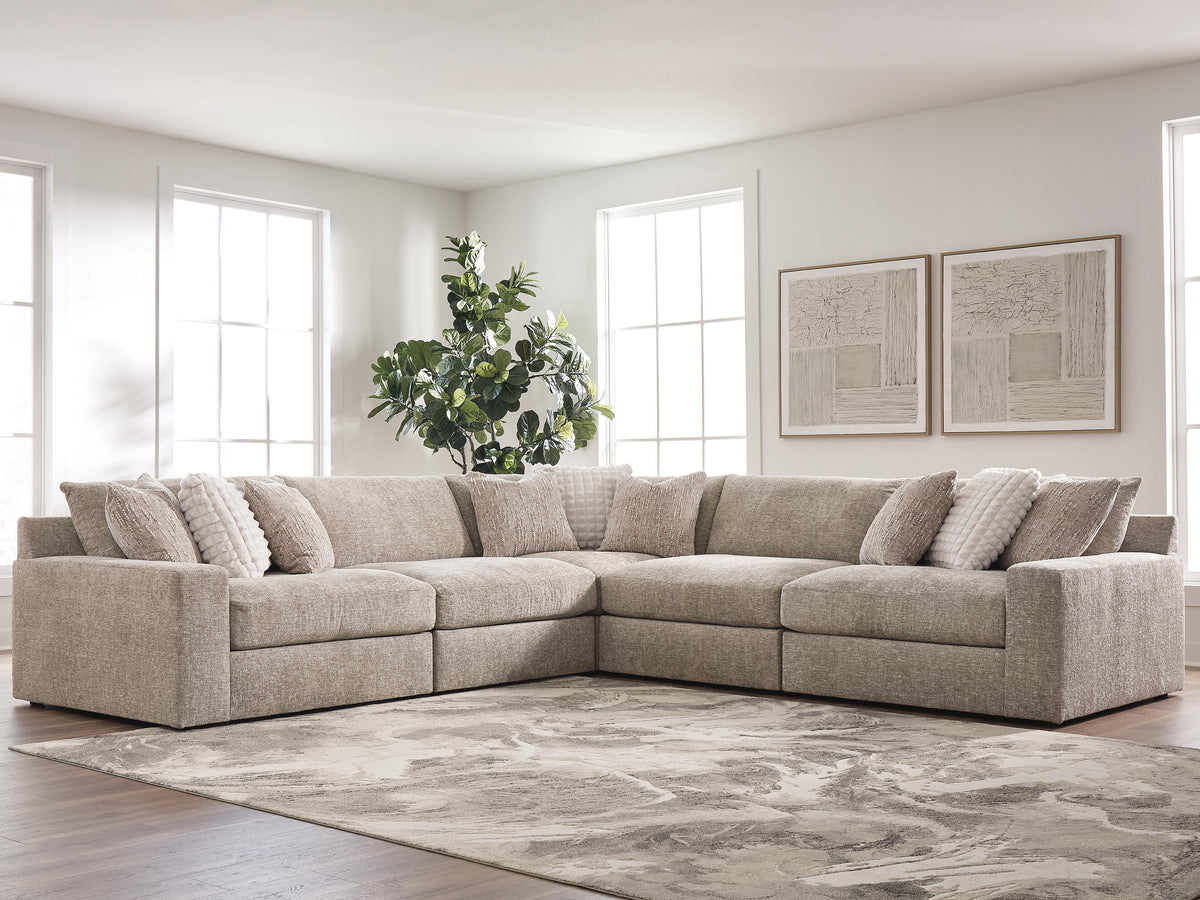 Nexora-Court Burlap 5-Piece Sectional by Ashley at Eve Furniture