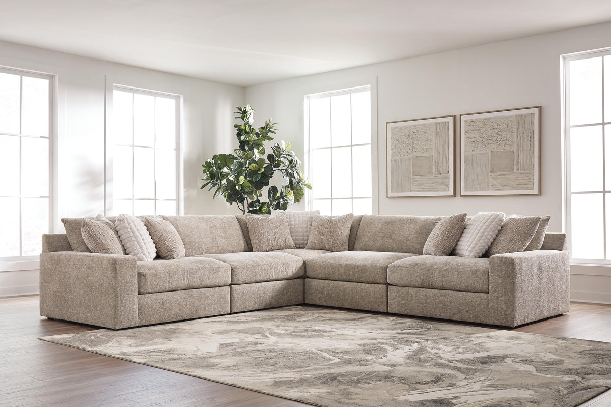 Nexora-Court Burlap 5-Piece Sectional by Ashley at Eve Furniture