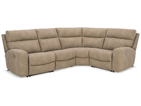 Next-Gen DuraPella Sand 4-Piece Dual Power Reclining Sectional by Ashley Furniture at Eve Furniture