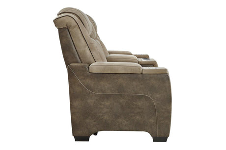 Next-Gen DuraPella Sand Dual Power Reclining Loveseat with Console by Ashley at Eve Furniture