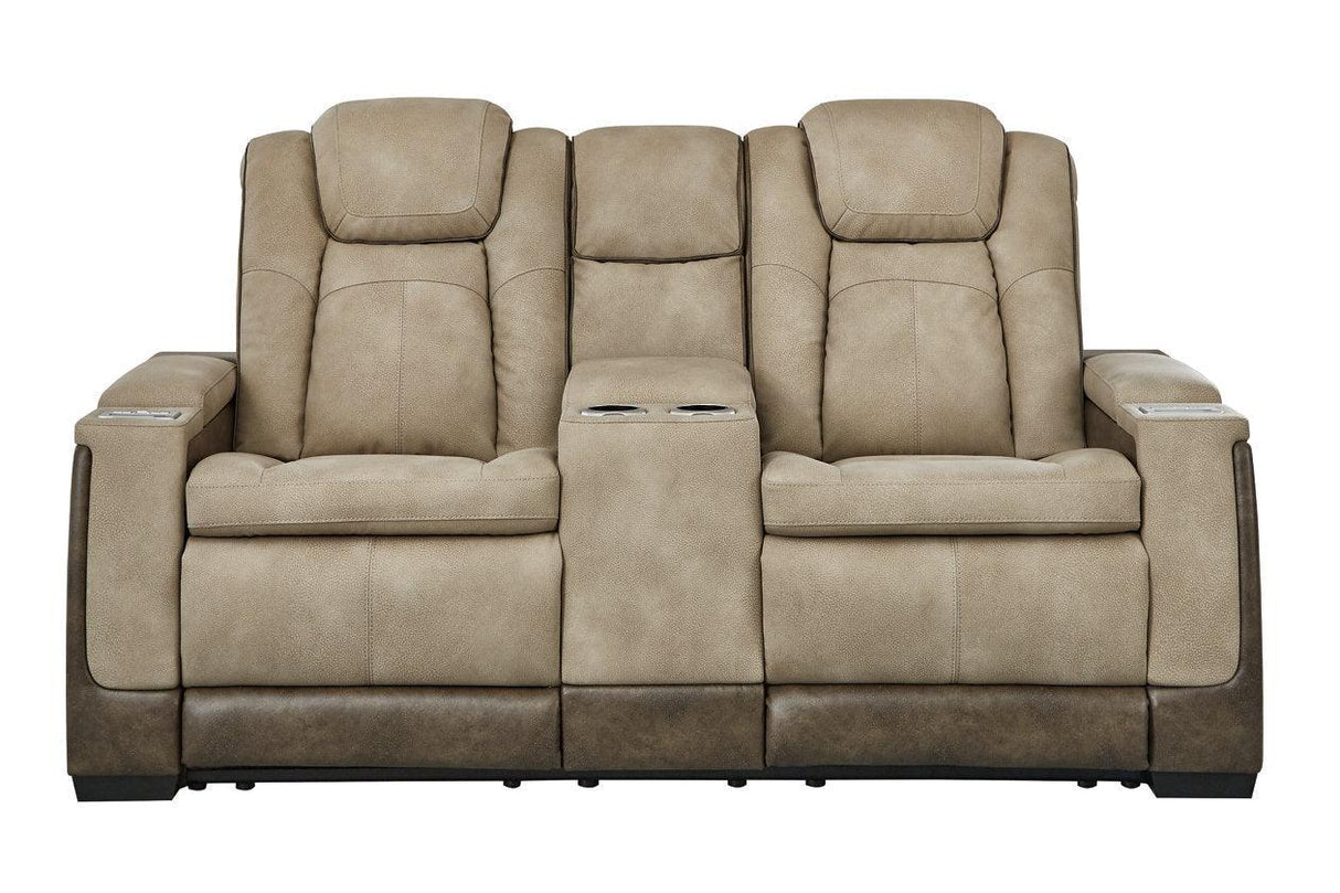 Next-Gen DuraPella Sand Dual Power Reclining Loveseat with Console by Ashley at Eve Furniture