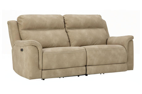 Next-Gen DuraPella Sand Performance Fabric Dual Power Reclining Sofa by Ashley at Eve Furniture