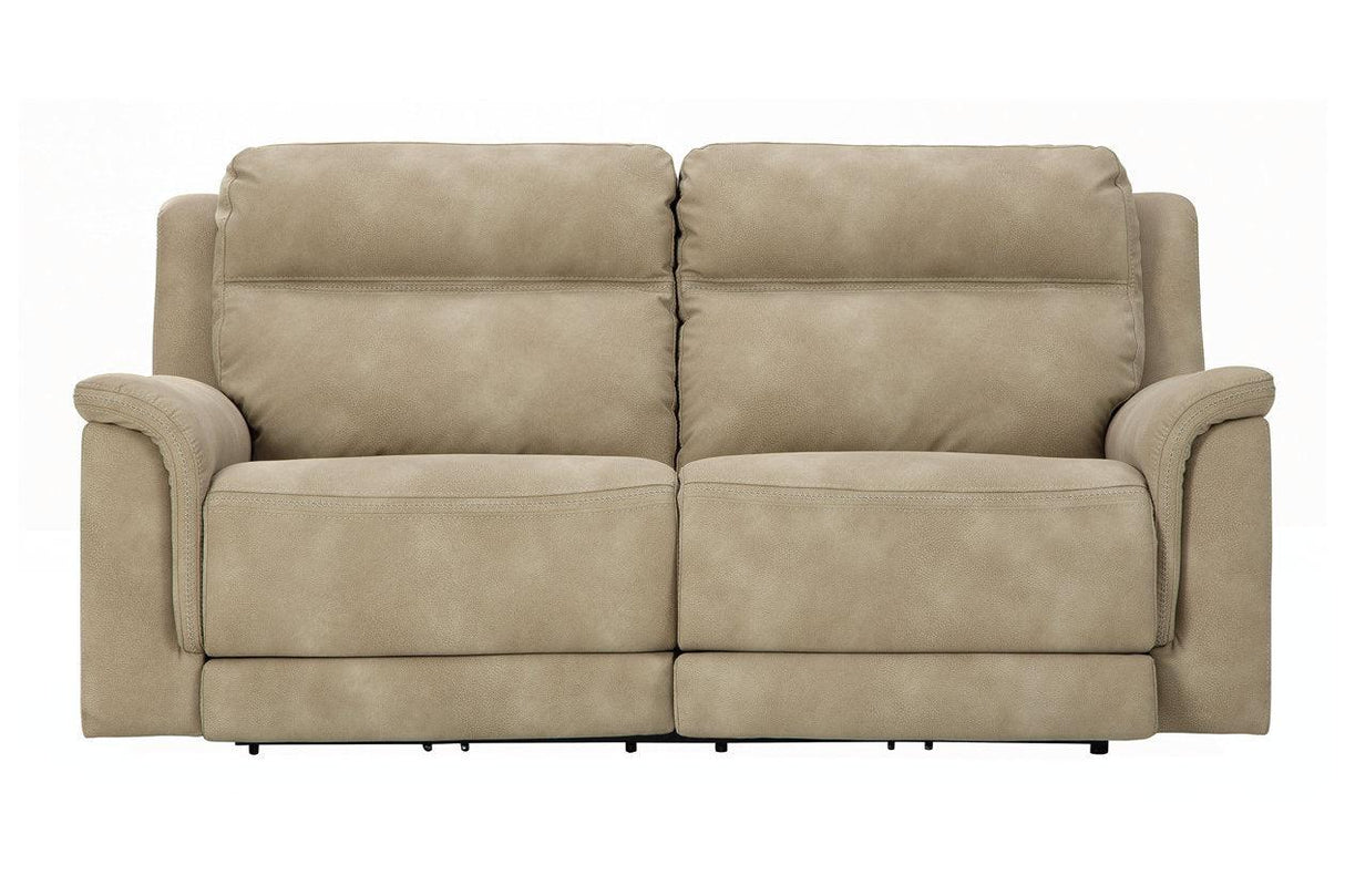 Next-Gen DuraPella Sand Performance Fabric Dual Power Reclining Sofa by Ashley at Eve Furniture