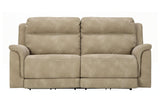Next-Gen DuraPella Sand Performance Fabric Dual Power Reclining Sofa by Ashley at Eve Furniture