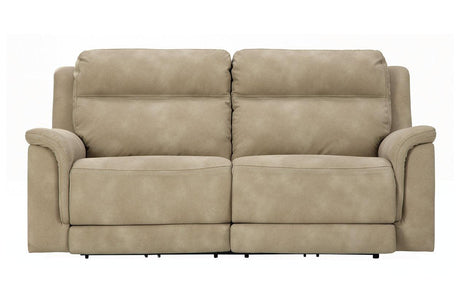 Next-Gen DuraPella Sand Performance Fabric Dual Power Reclining Sofa by Ashley at Eve Furniture
