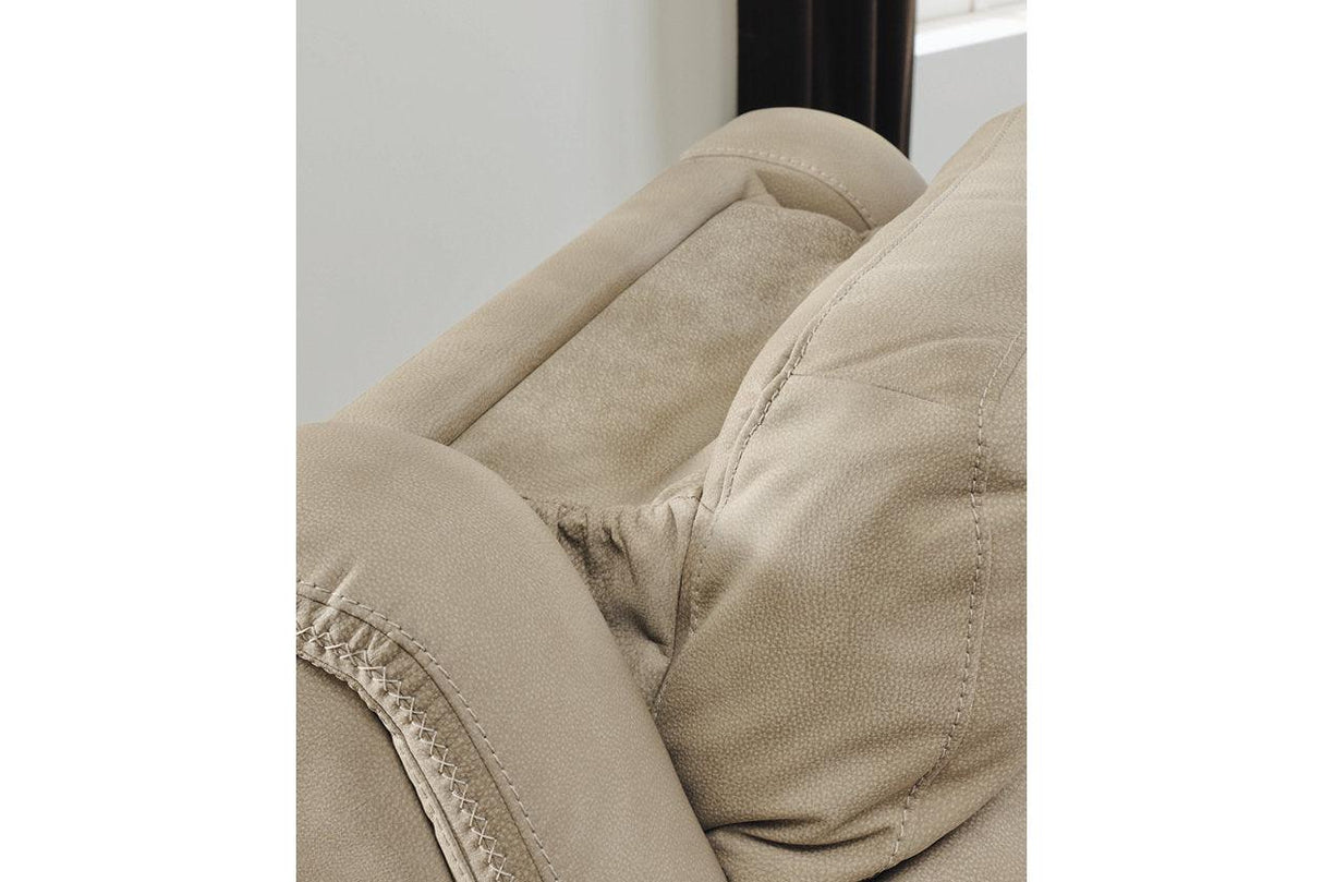 Next-Gen DuraPella Sand Performance Fabric Dual Power Reclining Sofa by Ashley at Eve Furniture