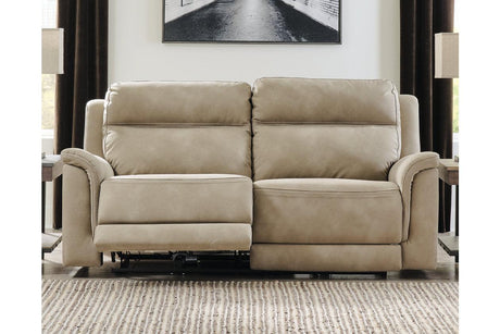 Next-Gen DuraPella Sand Performance Fabric Dual Power Reclining Sofa by Ashley at Eve Furniture