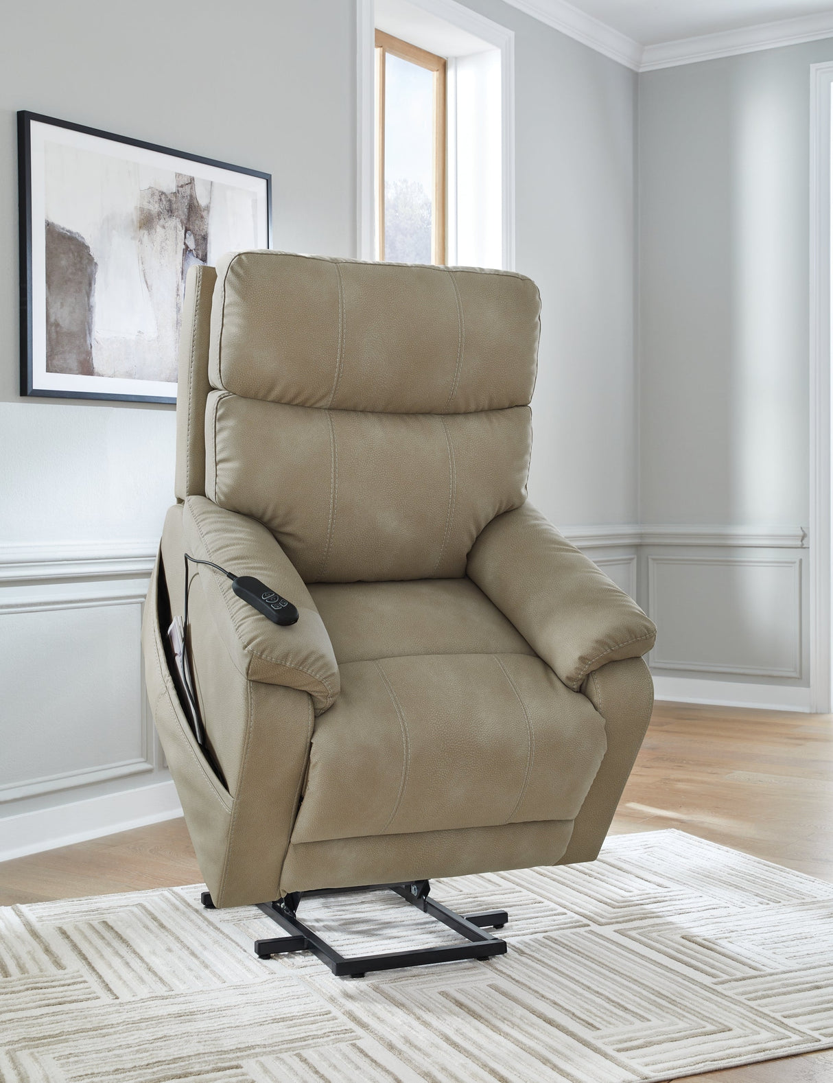 Next-Gen Durapella Sand Power Lift Recliner by Ashley at Eve Furniture