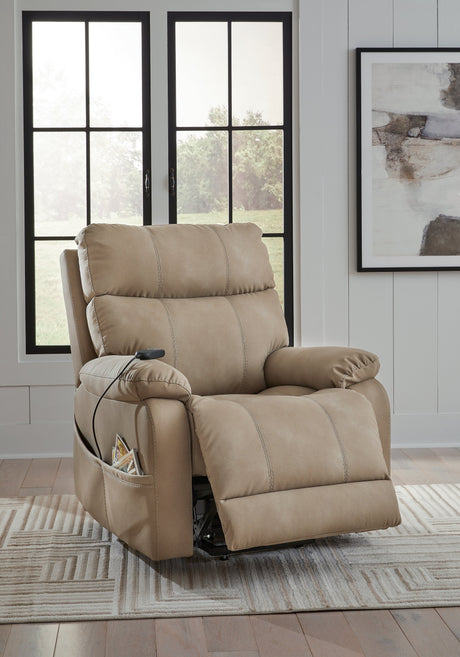 Next-Gen Durapella Sand Power Lift Recliner by Ashley at Eve Furniture