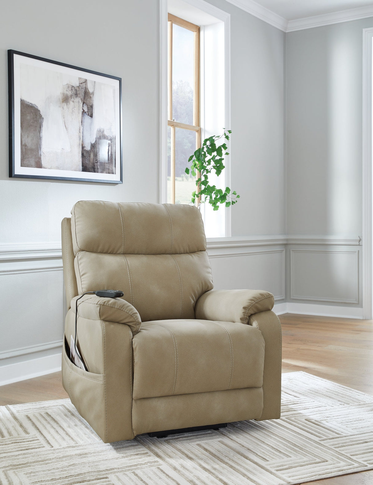 Next-Gen Durapella Sand Power Lift Recliner by ASHLEY FURNITURE at Eve Furniture